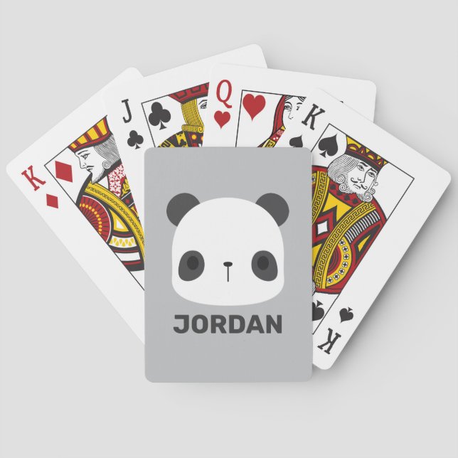 Jeu De Cartes Cute petit ours Panda avec nom personnalisé (dos)