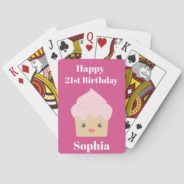 Jeu De Cartes Cute Pink Cupcake 21e anniversaire (dos)