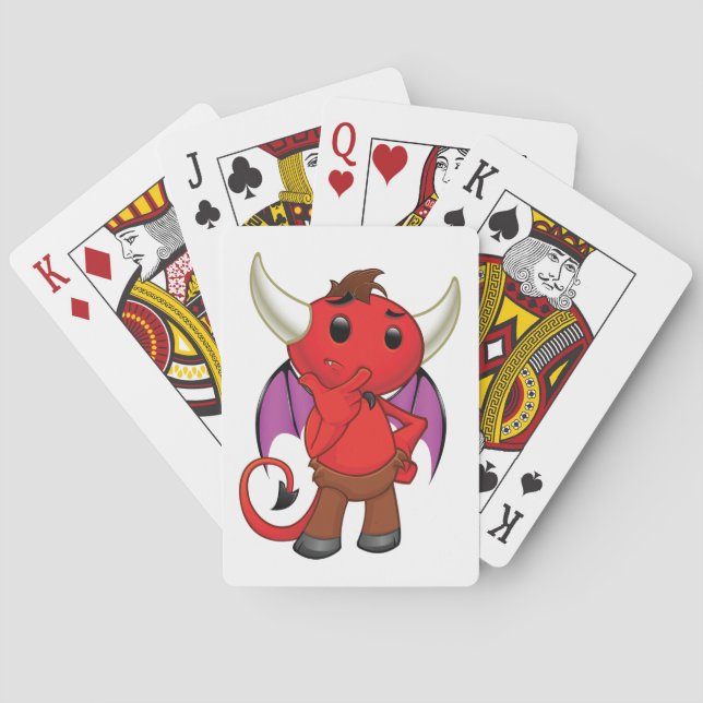 Jeu De Cartes Cute Red Devil Character Thinking Mischievous (dos)