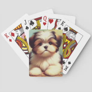 Jeu De Cartes Cute Shih-Tzu Peinture de chiot