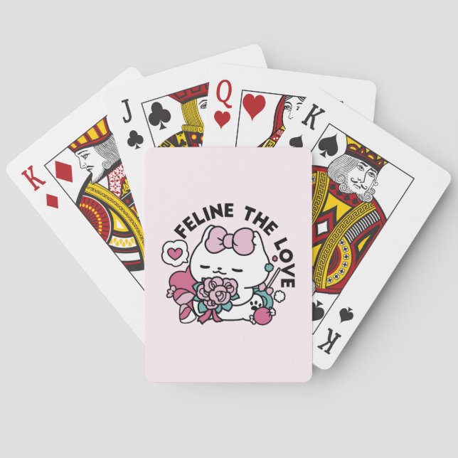 Jeu De Cartes Cute Valentine's Cat Design - Feline the Love (dos)