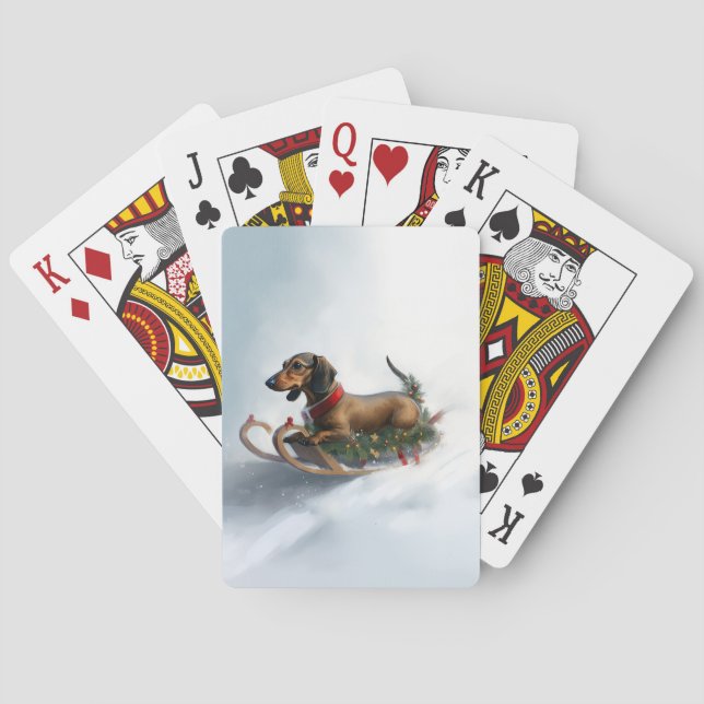 Jeu De Cartes Dachshund hiver neige de Noël (dos)