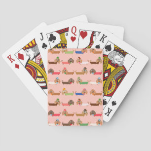 Jeu De Cartes Dachshunds sur rose