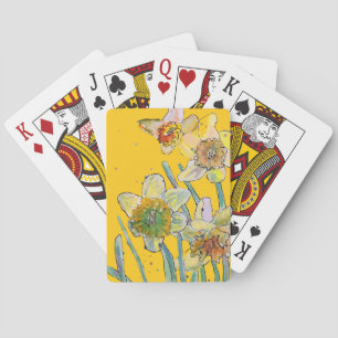 Jeu De Cartes Daffodil Jaune Printemps floral Aquarelle Fleurs