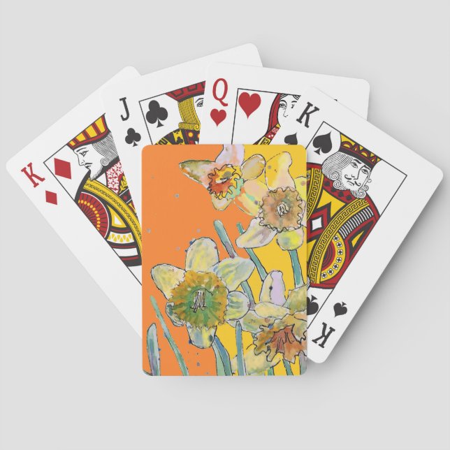 Jeu De Cartes Daffodil Jaune Printemps floral Aquarelle Fleurs P (dos)