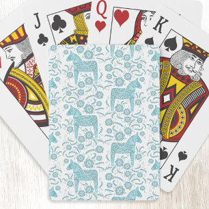 Jeu De Cartes Dala suédois Cheval Turquoise Green Folk Art
