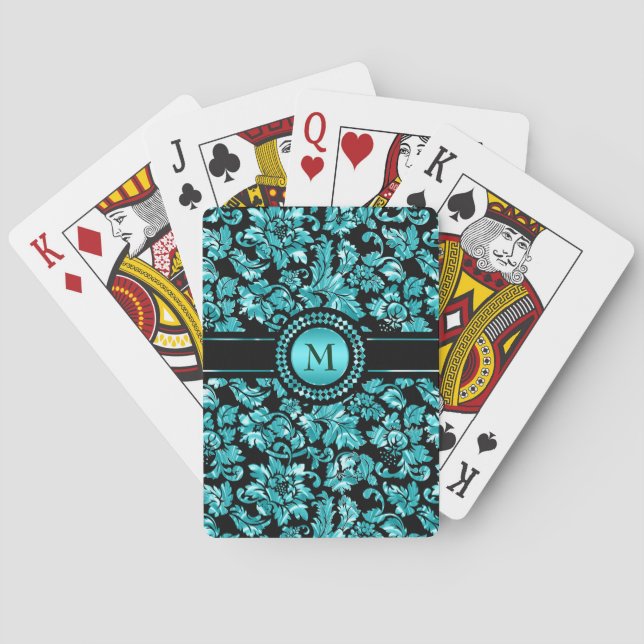 Jeu De Cartes Damas bleu métallique (dos)