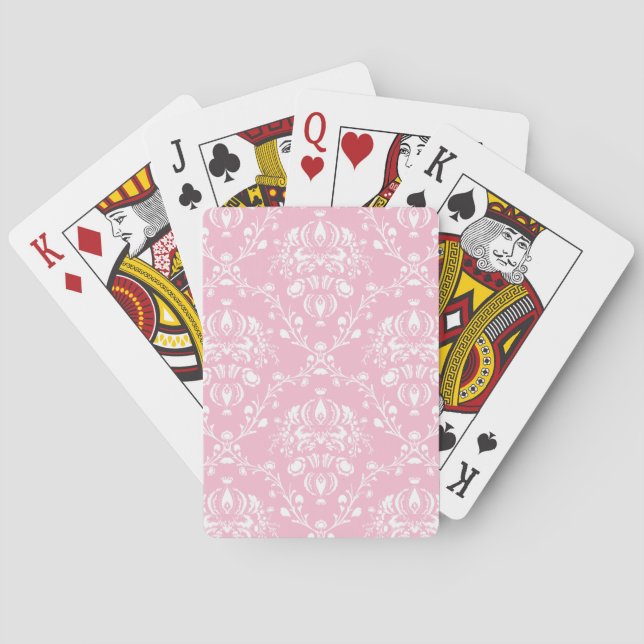 Jeu De Cartes Damas rose et blanc (dos)