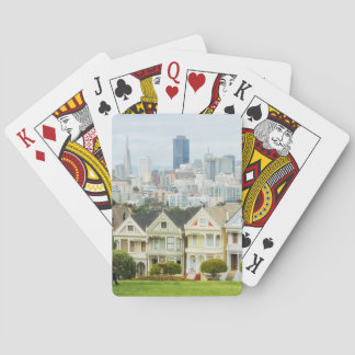 Jeu De Cartes Dames peintes, maisons victoriennes et horizon