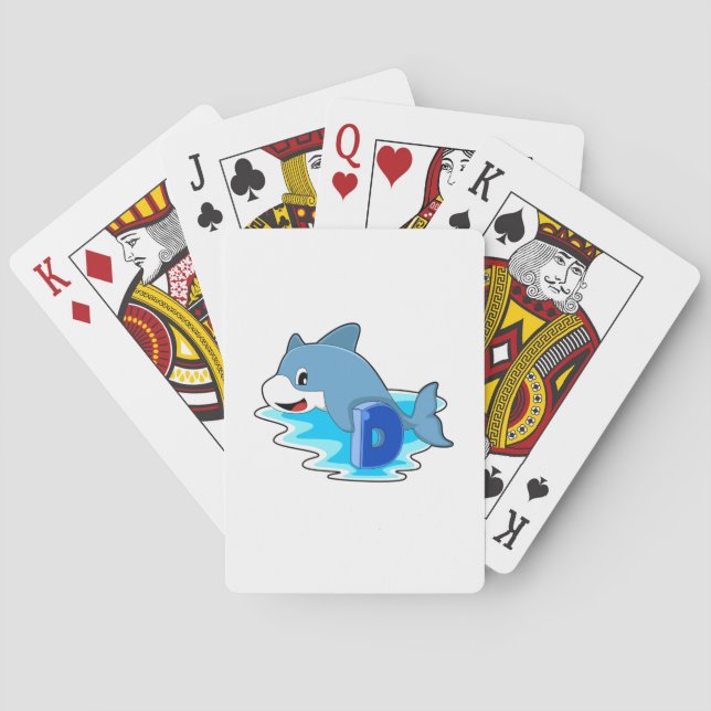 Jeu De Cartes Dauphin en natation avec lettre (dos)