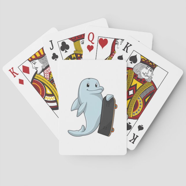 Jeu De Cartes Dauphin en patinage avec skateboard (dos)