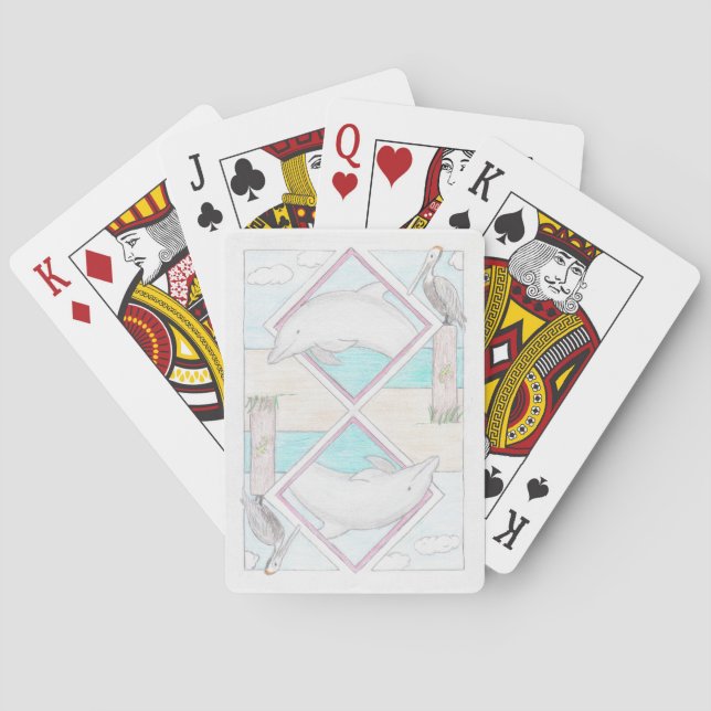 Jeu De Cartes "Dauphin" Miami inspiré, Main dessinée (dos)