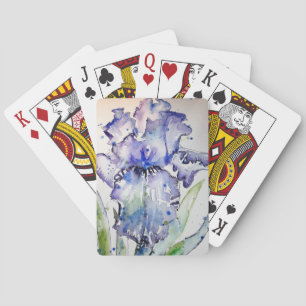 Jeu De Cartes De Jeu D'Aquarelle De Fleur Iris Vio