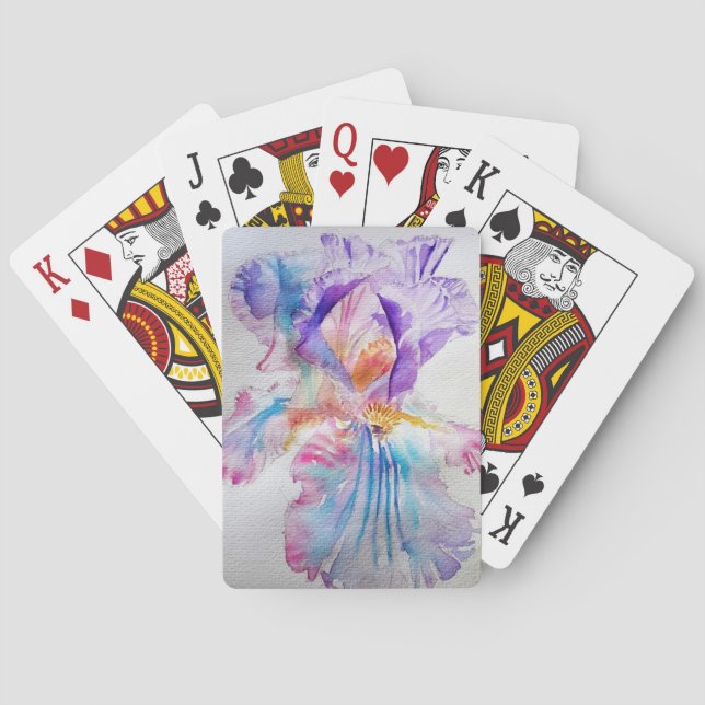 Jeu De Cartes De Jeu Fleurie Iris Violet (dos)
