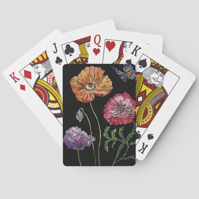 Jeu de cartes de jeu violet rouge orange Poppy (dos)