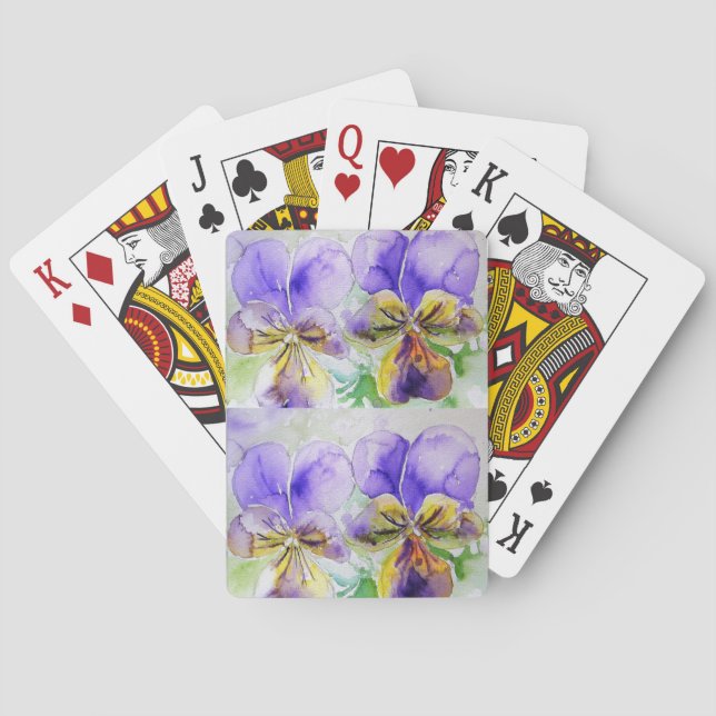 Jeu de cartes de jeu violet Viola aquarelle (dos)