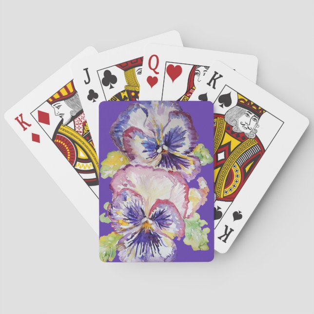 Jeu de cartes de lecture violet Pansy Aquarelle (dos)