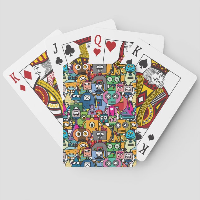 Jeu De Cartes De mignons petits robots motif (dos)