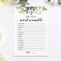 Jeu de cartes de mots mêlés d'anniversaire avec ré