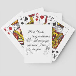 Jeu De Cartes Dear Santa Champagne & Diamonds Line Art Design