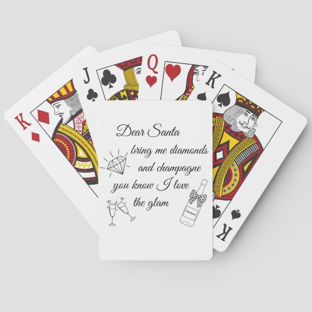 Jeu De Cartes Dear Santa Champagne & Diamonds Line Art Design (dos)
