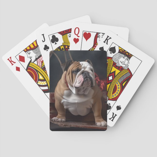 Jeu De Cartes Décor de Noël Bulldog Snowy Sleigh (dos)
