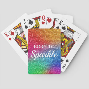 Jeu De Cartes Dégradé arc-en-ciel scintillant pailleté Né pour b