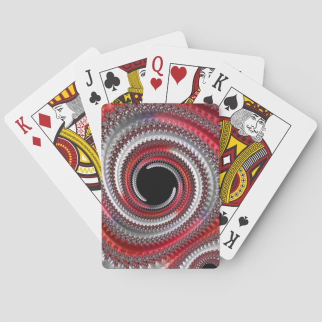 Jeu De Cartes Dégradé spirale fractal abstrait rouge noir (dos)