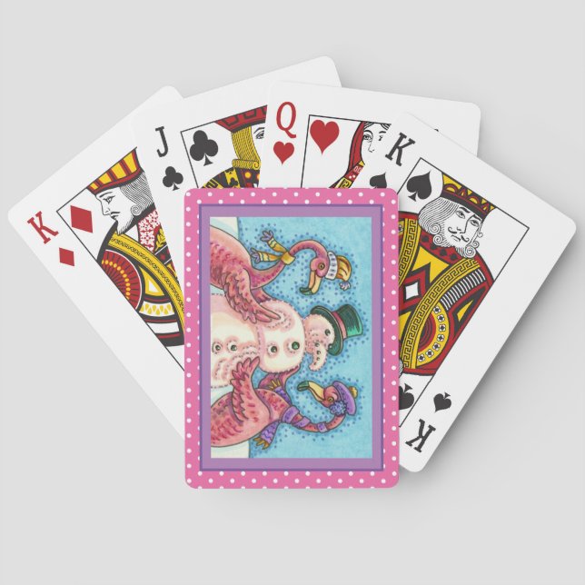 JEU DE CARTES DES FLAMANTS ROSES ROSES FABRIQUENT DE LA NEIGE, D (dos)