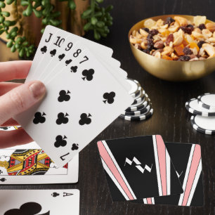 Jeu De Cartes Design Art Déco Noir Et Rose Monogramme