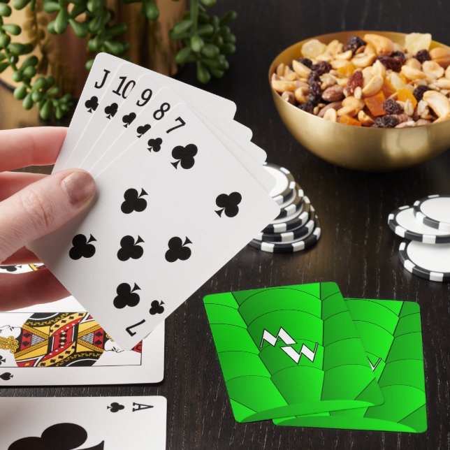 Jeu De Cartes Design Art Déco Vert Monogramme (In Situ)