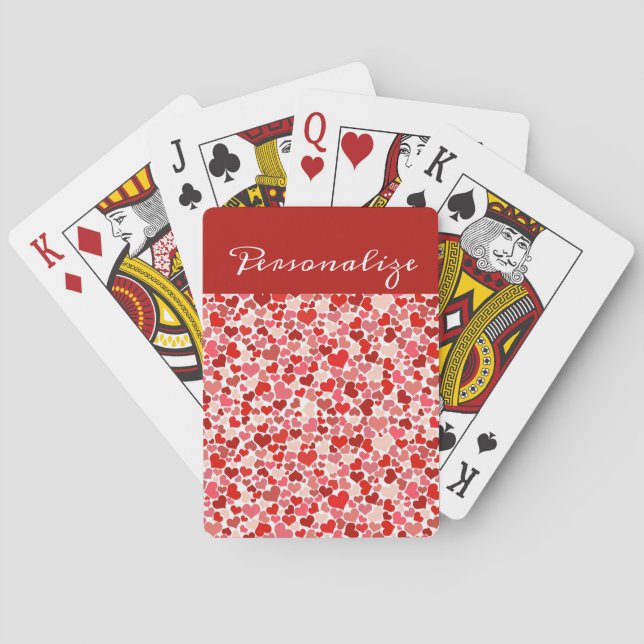 Jeu De Cartes Design de coeur romantique rouge rose Personnalisé (dos)