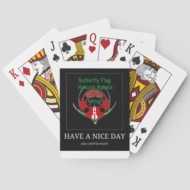 Jeu De Cartes Design du Bouclier kenyan : Drapeau de papillon. (dos)