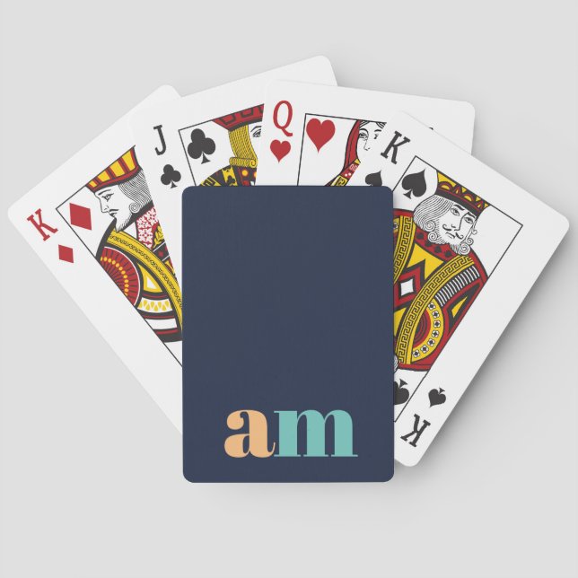 Jeu De Cartes Design monogramme élégant et turquoise (dos)