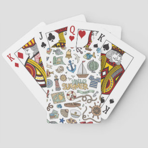 Jeu De Cartes Dessin nautique sur fond blanc