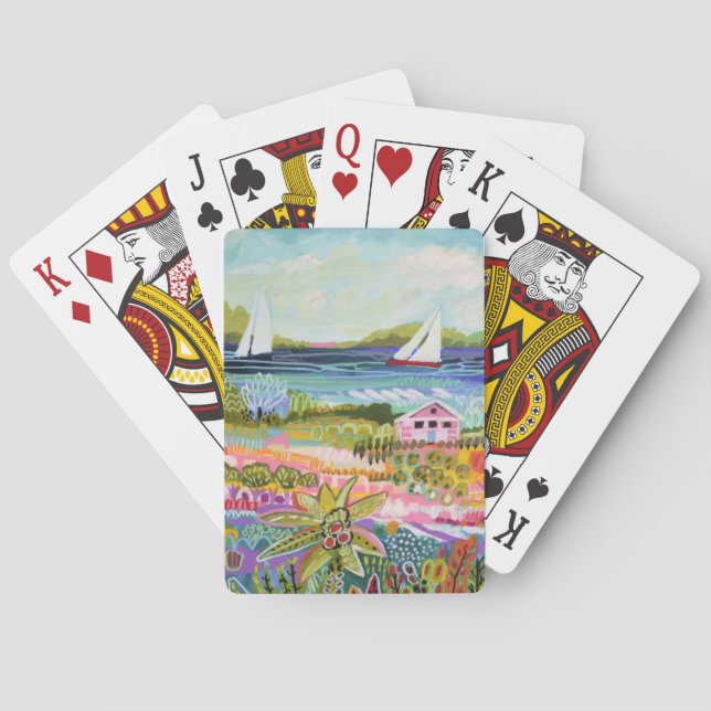Jeu De Cartes Deux voiliers et chalet (dos)