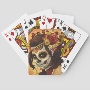 Jeu De Cartes Dia De Los Muertos Throw Pillow