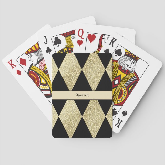 Jeu De Cartes Diamants élégants de noir et d'or (dos)