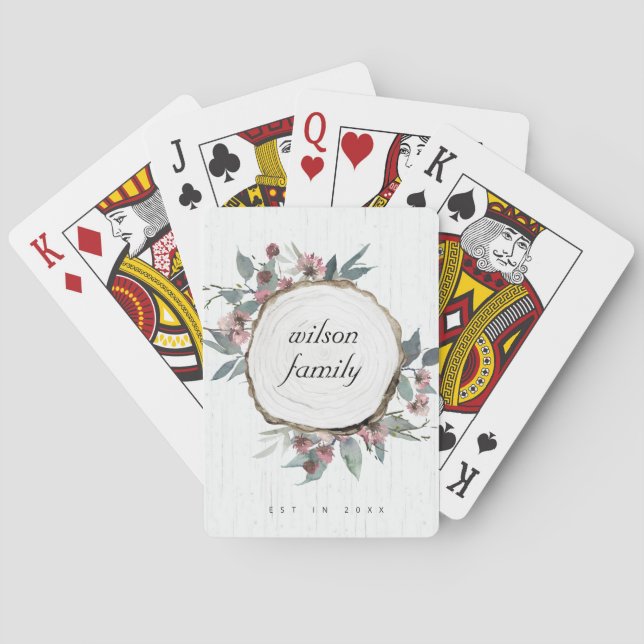 JEU DE CARTES DIAPOSITIVE EN BOIS RUSTIQUE ROSE FLORALE EUCALYPT (dos)