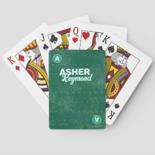 Jeu De Cartes Distressed Green Retro Nom Monogramme