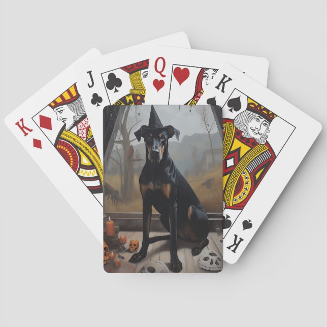 Jeu De Cartes Doberman Citrouille Halloween effroi (dos)