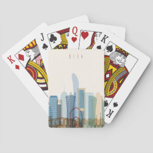 Jeu De Cartes Doha, horizon de ville du Qatar  