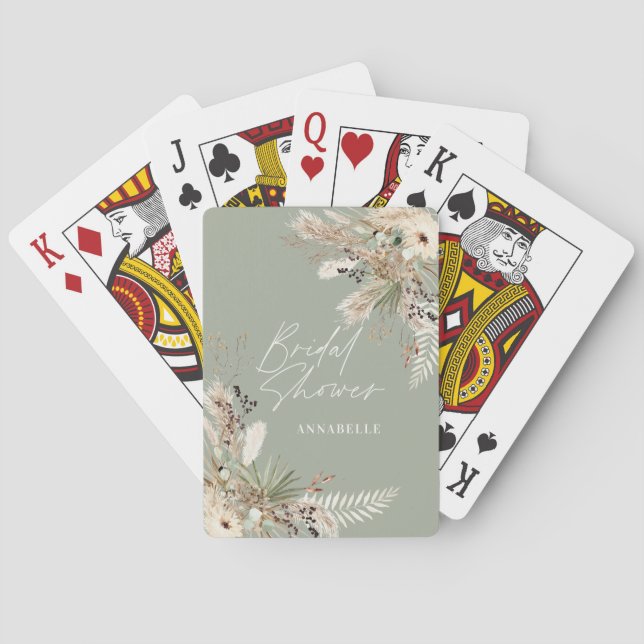 Jeu De Cartes Douche nuptiale pour pampas eucalyptus sauge vert (dos)
