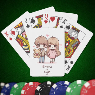 Jeu De Cartes Doux Personnalisé Chibi Style Teddy Bear Couple