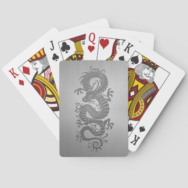Jeu De Cartes Dragon chinois, effet acier inoxydable (dos)