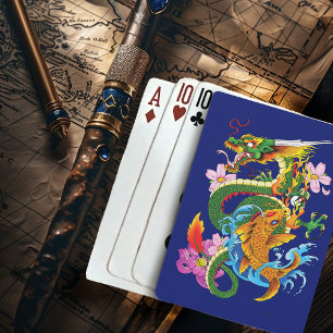 Jeu De Cartes Dragon chinois vert Koi