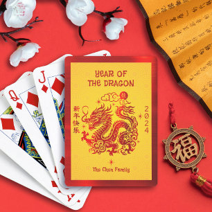 Jeu De Cartes Dragon Red Foil Chinois Lunaire Nouvel An 2024 Jau