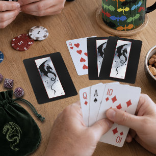 Jeu De Cartes Dragon tribal noir gras rouge et bleu fleurs