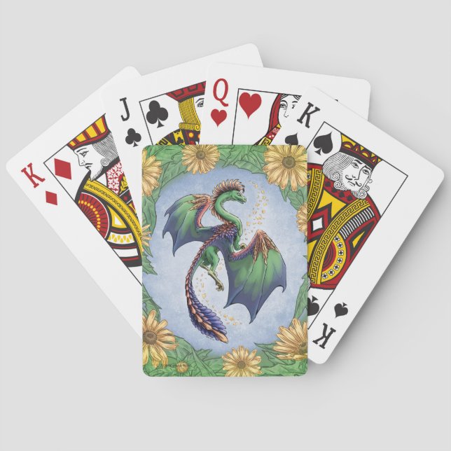 Jeu De Cartes Dragon vert d'été Nature Imaginaire Art (dos)