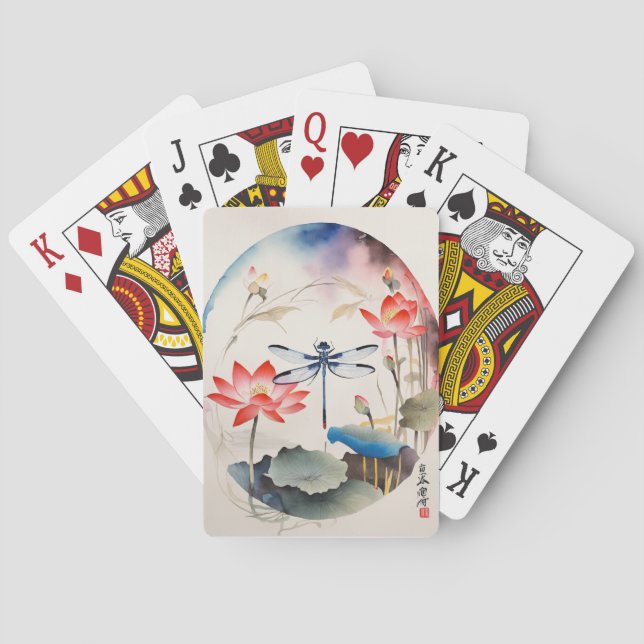 Jeu De Cartes Dragonfly chinoise et Lotus 1 (dos)